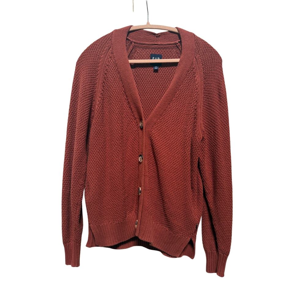 GAP Cardigan Women's Small 100% Cotton Rust Burnt Orange Buttoned